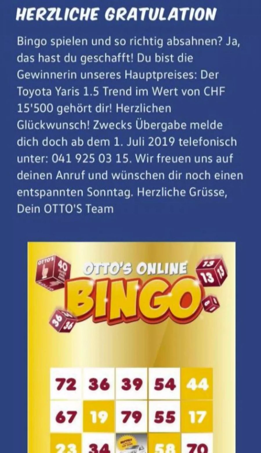 Facebook Otto's Gewinnspiel