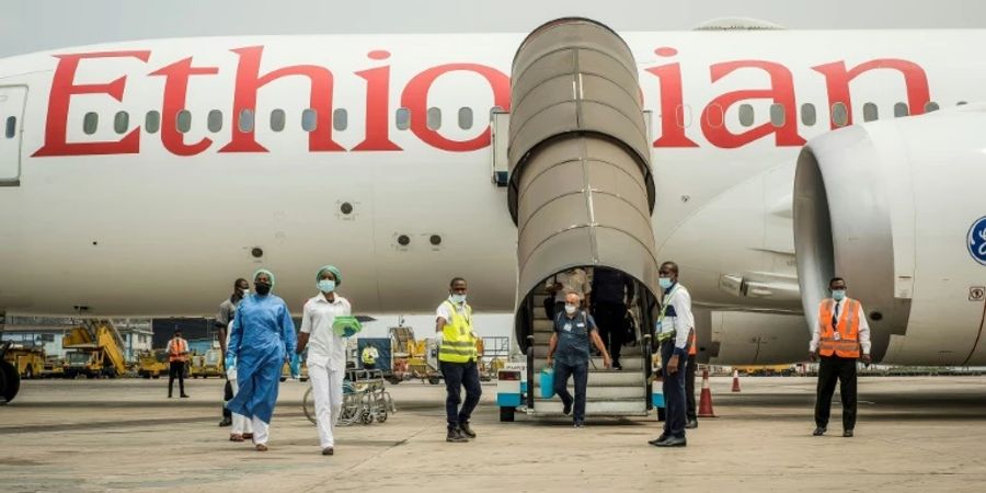 Ein Flugzeug von Ethiopian Airlines