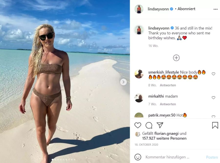 Lindsey Vonn war im Herbst mit ihrem Verlobten noch am Strand in den Ferien.