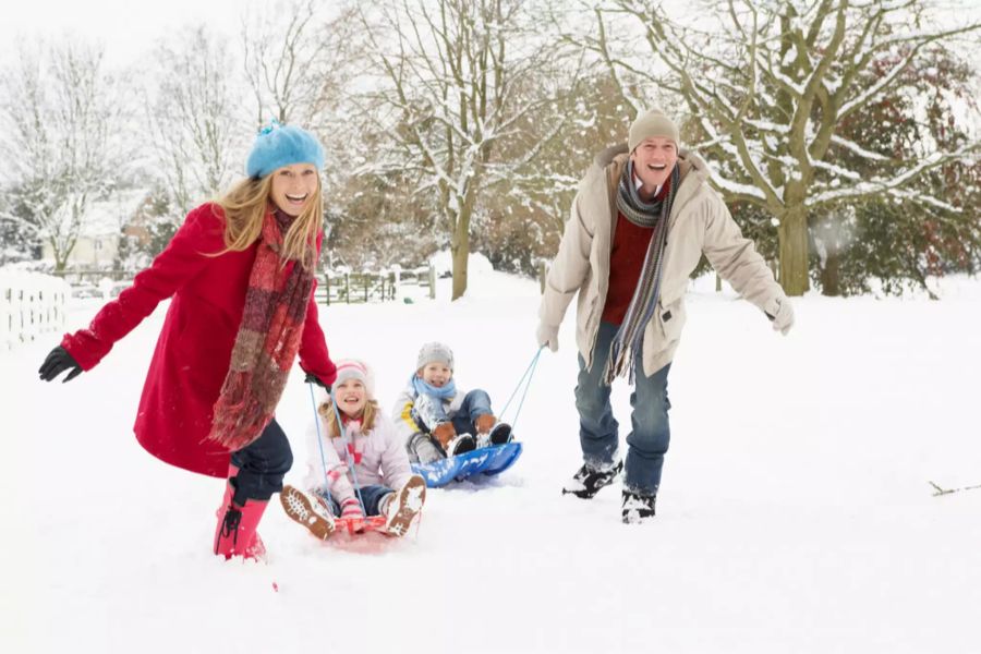 Familie mit Schlitten