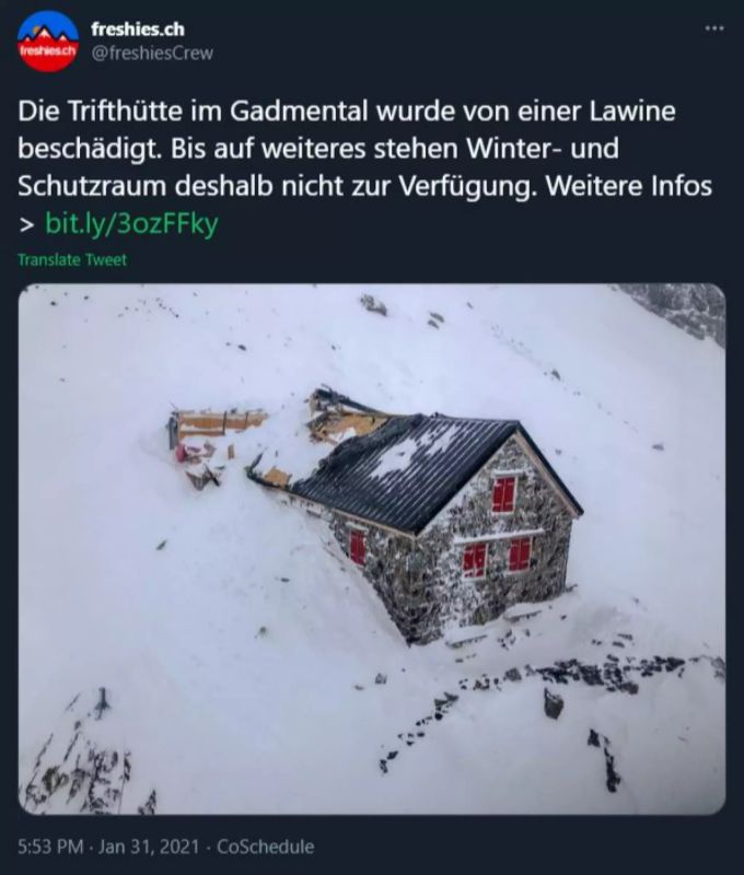 Das Ausmass des Schadens an der Trifthütte ist bislang noch unbekannt. trifthütte 2520m sektion bern