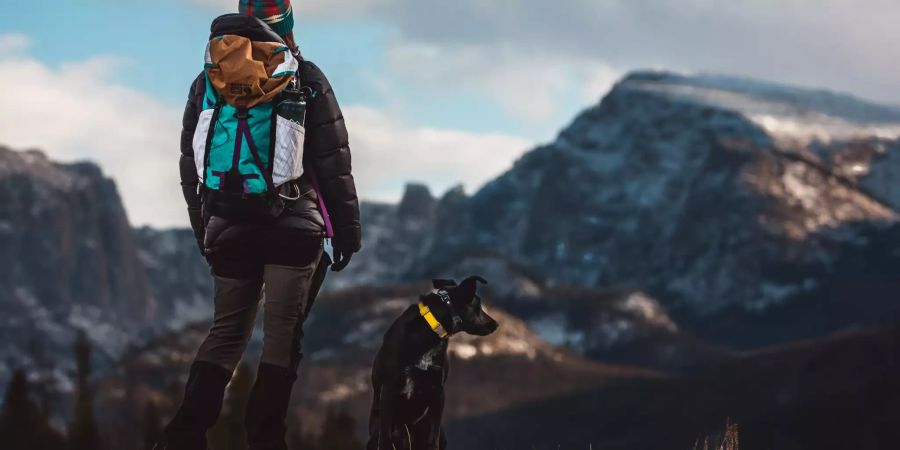 Frau mit Hund in Bergen.