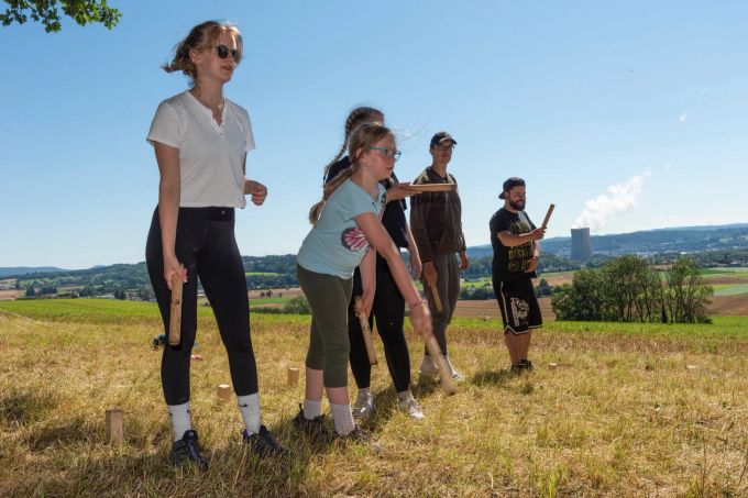 Noch einmal voller Einsatz beim Kubb-Turnier.
