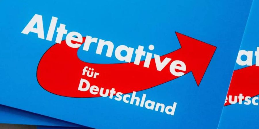 Das Logo der AfD auf Parteibroschüren. Foto: Markus Scholz/dpa