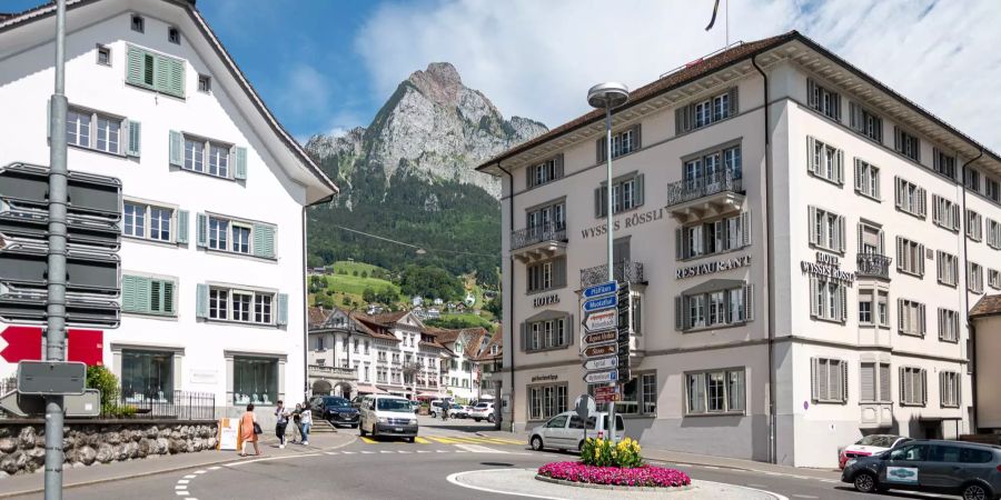 Der Kreisel vor dem Hauptplatz in Schwyz.