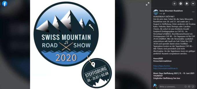 Der Vorverkauf ist eröffnet! Steffisburg Swiss Mountain Roadshow