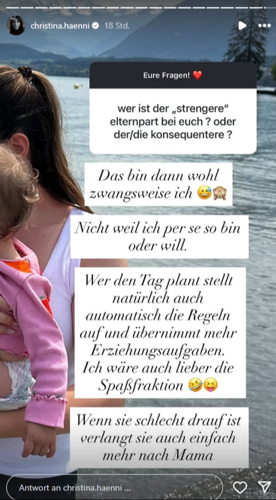 Auch über die Erziehung ihrer gemeinsamen Tochter spricht die Tänzerin.