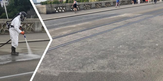 Mittlere Brücke Basel EM-Fussbälle