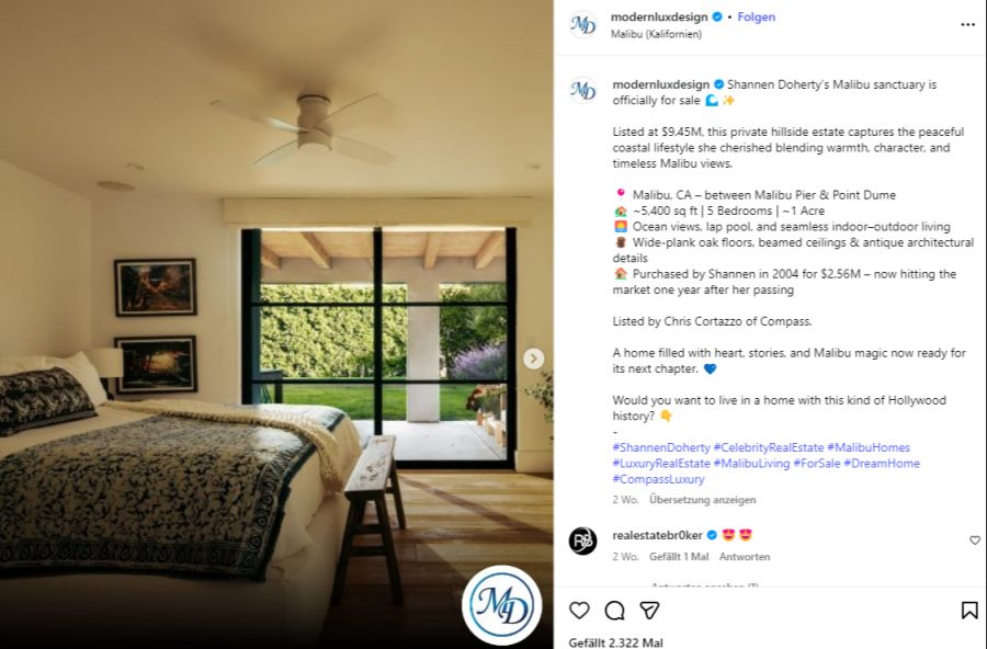 Das Anwesen verfügt über fünf Schlafzimmer.