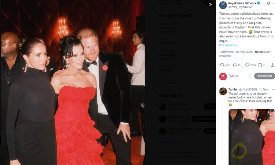 Kris Jenner posiert mit Harry und Meghan. Auch dieses Foto wurde wieder entfernt.