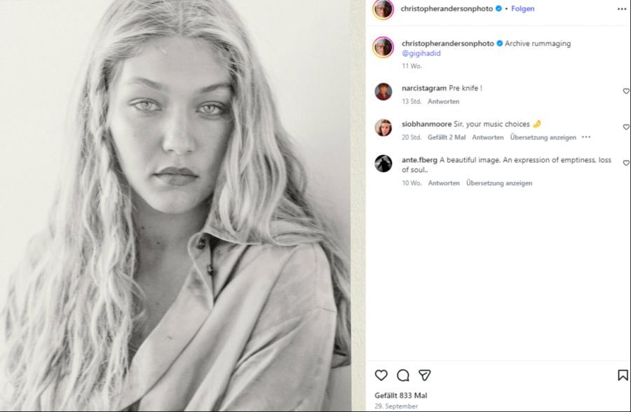 Auch Gigi Hadid posierte schon vor seiner Kameralinse.