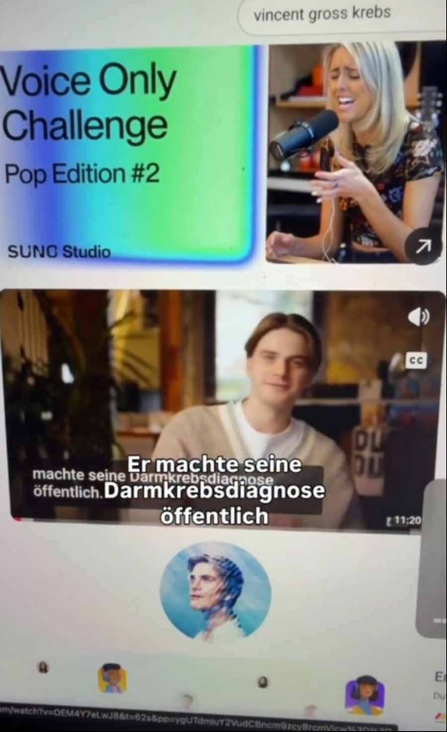 Im Fake-Video wird behauptet, Vincent Gross habe eine Darmkrebsdiagnose öffentlich gemacht.