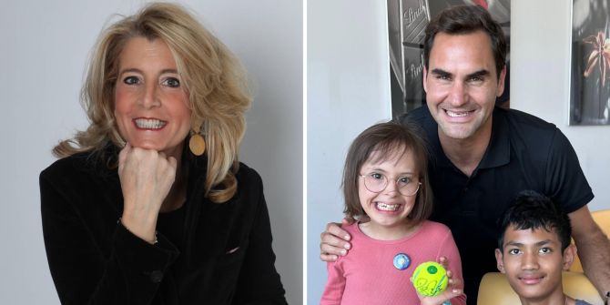 Pamina und Joel lernen Roger Federer kennen. - zVg