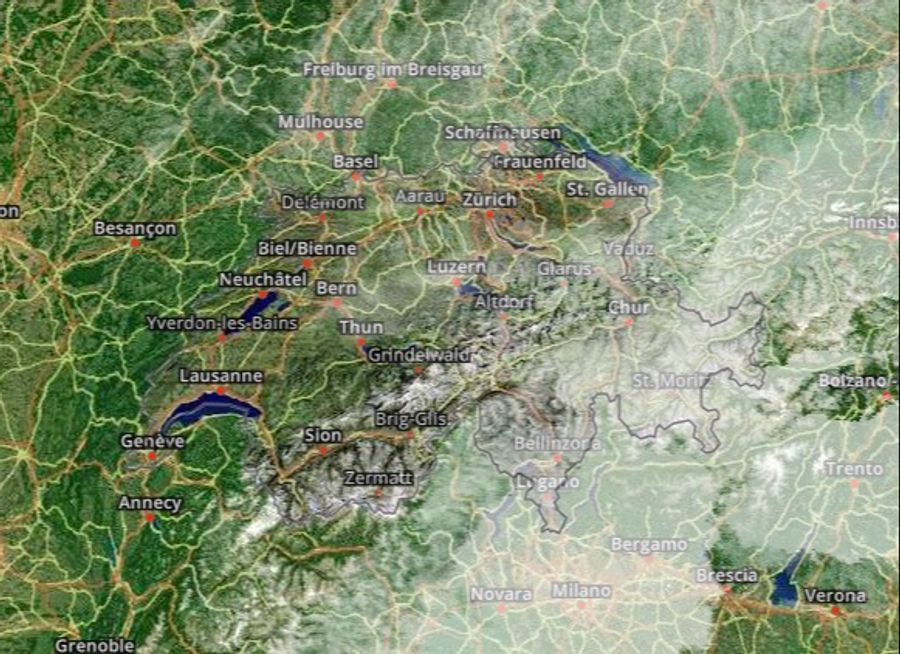 Das Wetterradar zeigt morgens noch kaum Wolken.