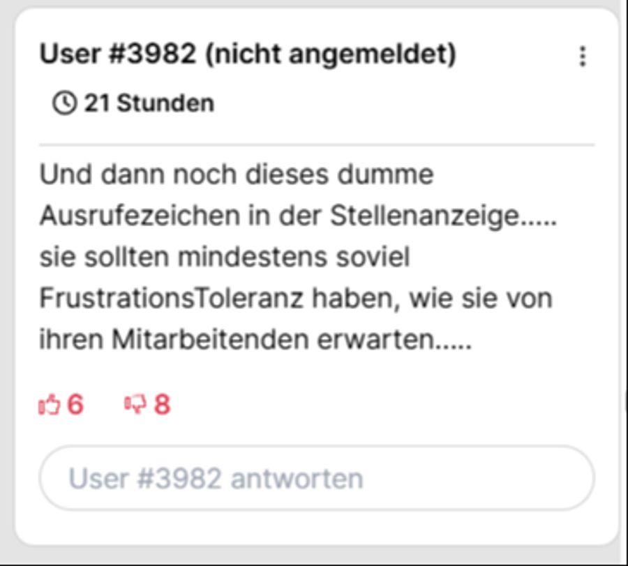 Dieser User ärgert sich über das Stelleninserat.