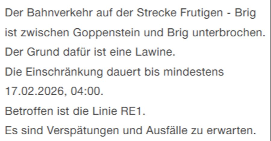 Lawine Goppenstein Zug entgleist