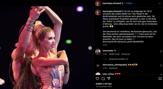 Taynara verkörpert die Tänzerin Karla. der palast