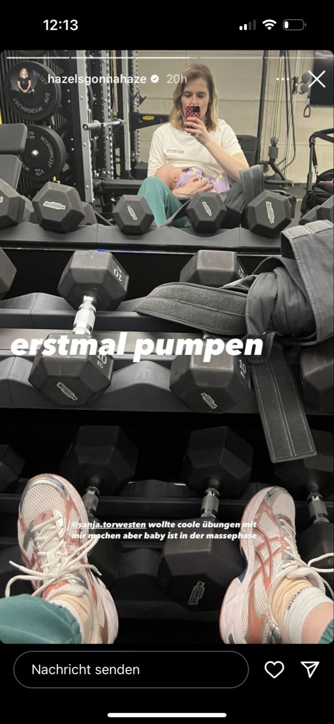 Hazel pumpt gleich doppelt im Gym. Hazel Brugger