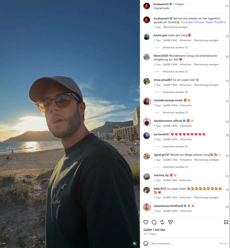 Und Ehemann Luca Hännis war wegen der Arbeit in Spanien.