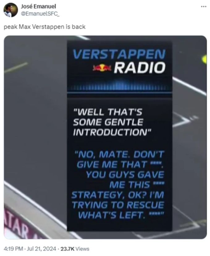 Max Verstappen platzt am Boxenfunk der Kragen. Max Verstappen