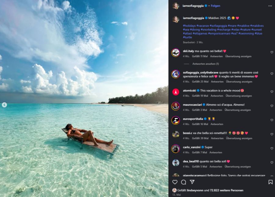 Hat ihren Frieden auf den Malediven: Sofia Goggia.