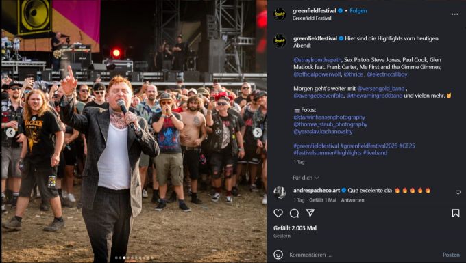 Frank Carter ist der neue Frontmann der Sex Pistols. sex pistols