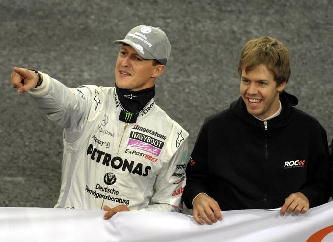 Michael Schumacher und Sebastian Vettel beim Race of Champions 2010. Michael Schumacher Sebastian Vettel