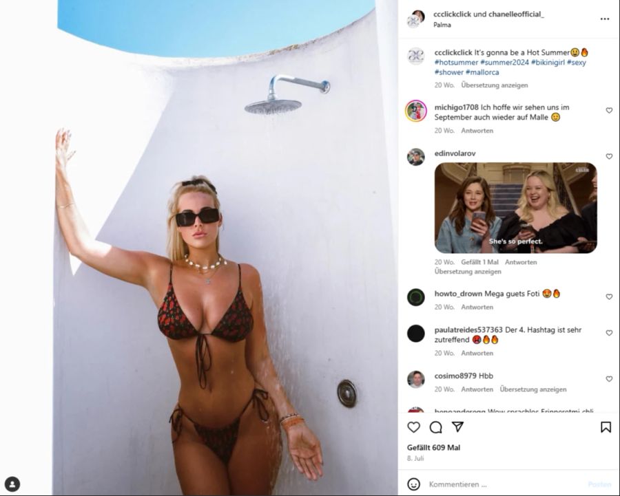 Chanelle Wyrsch zeigt sich immer wieder im Bikini.