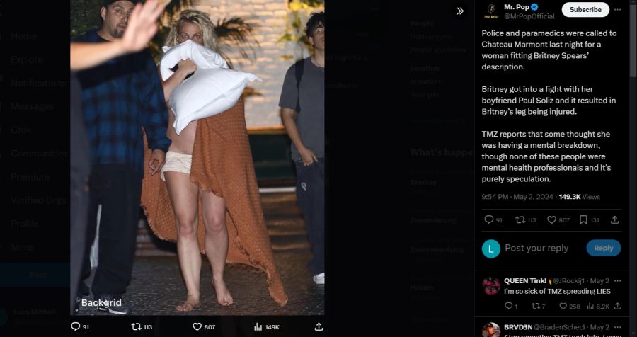 Hier wurde Britney Spears vor dem Hotel abgelichtet, nachdem sich ein Streit mit Ex-Freund Paul Richard Soliz ereignet haben soll.