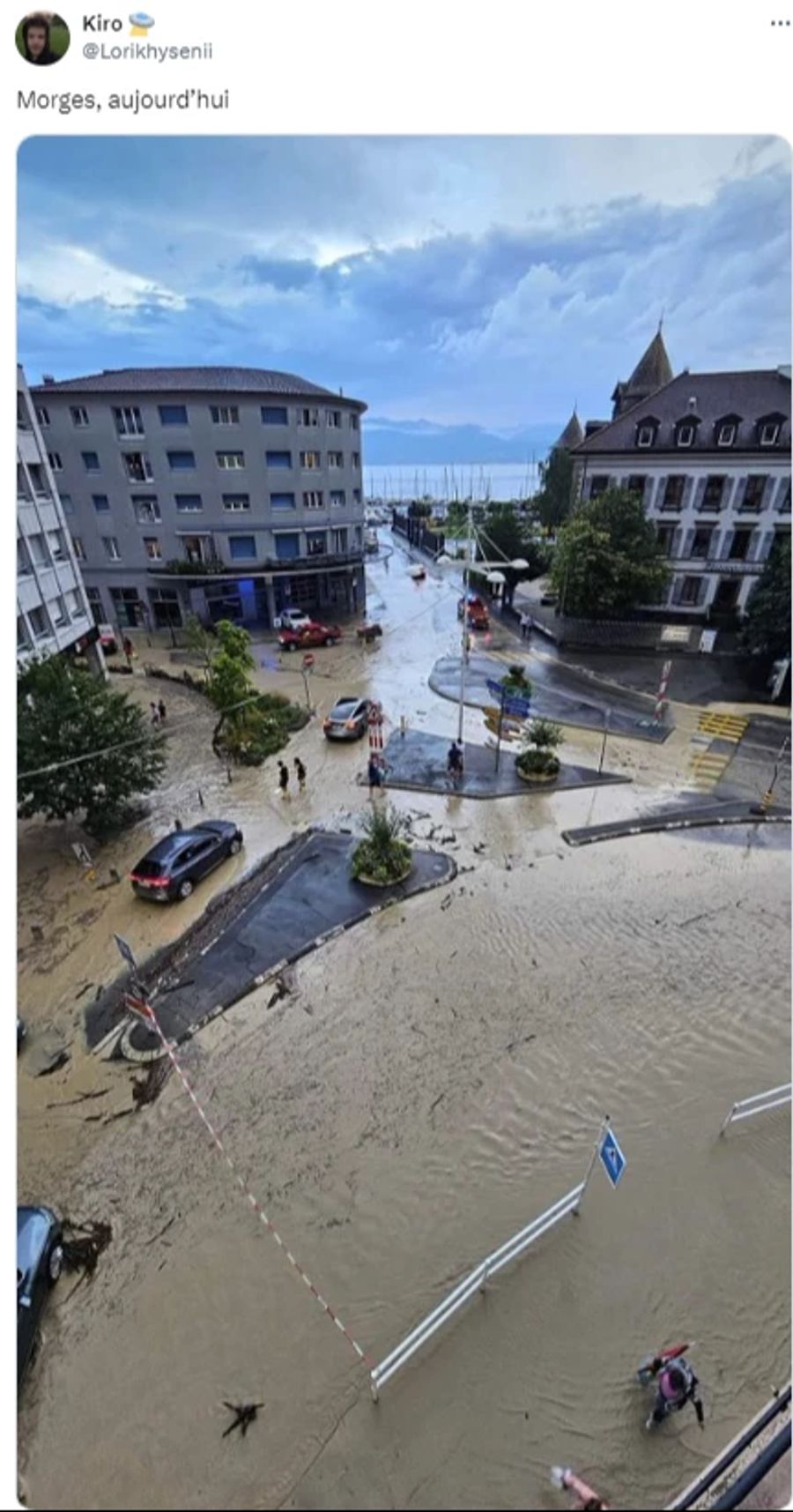 In Morges VD sorgte das Unwetter dafür, dass die Innenstadt geflutet wurde.