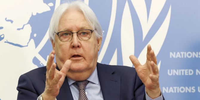 UN-Nothilfekoordinator Martin Griffiths gestikuliert