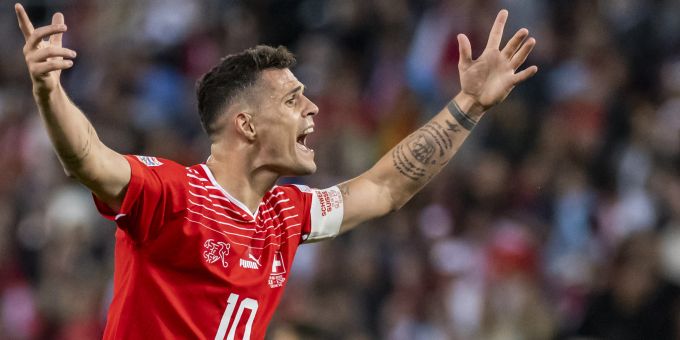 Nati-Captain Granit Xhaka während des Spiels gegen Spanien. Schweizer Nati Granit Xhaka