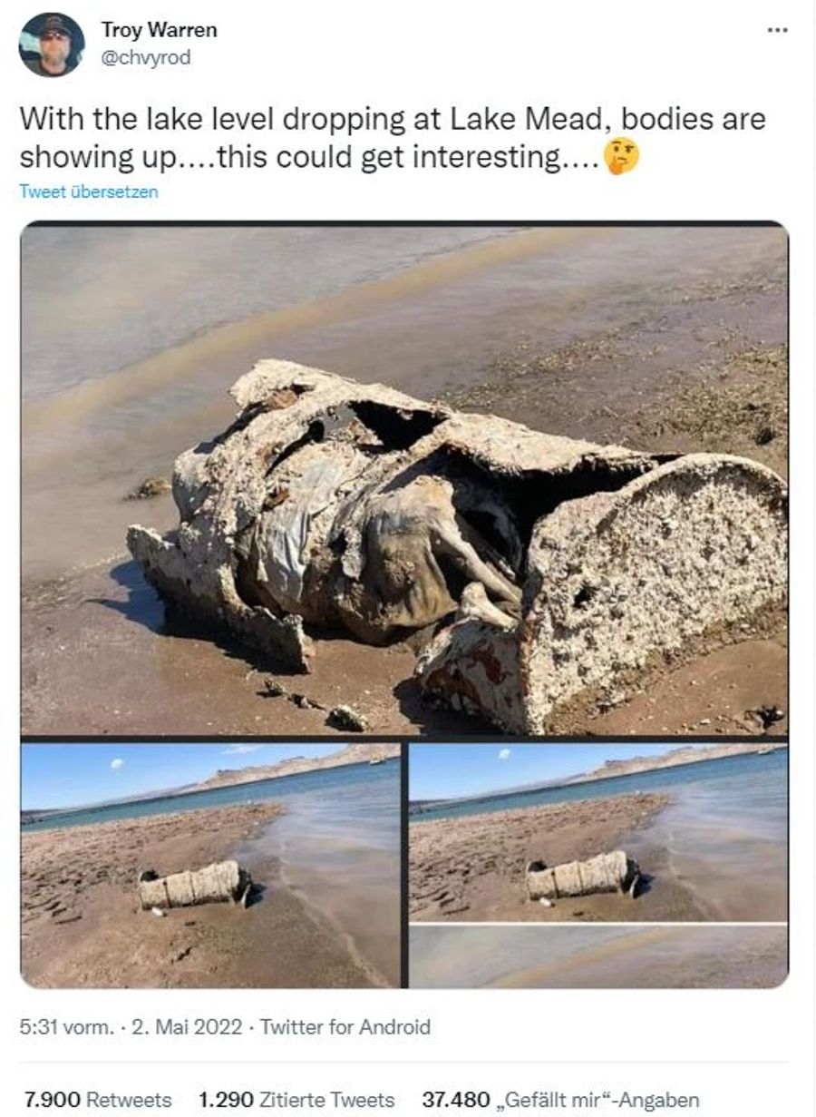 Wegen niedriger Wasserstände im Lake Mead wurde vergangene Woche eine Leiche in einem Fass aufgefunden.