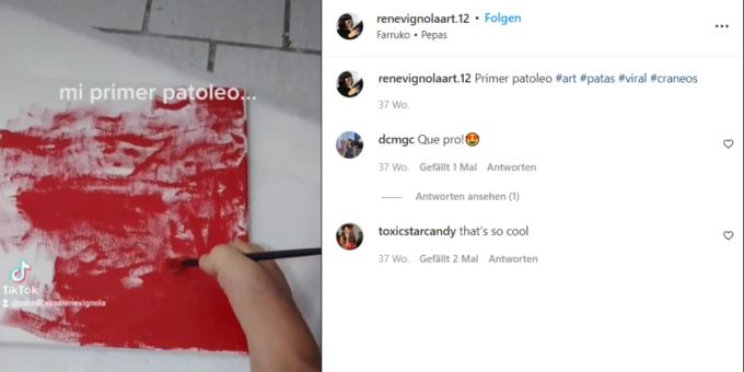 René Vignola malt mit den Füssen. Instagram