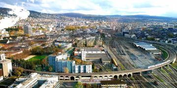Zürich Bahngleise Stadt Panorama