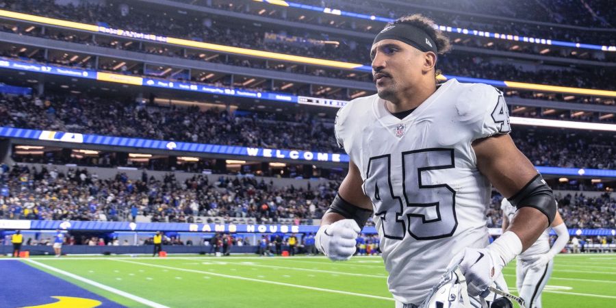 «Das wird auf jeden Fall ein spannender Super Bowl mit zwei heftigen Quarterbacks im Matchup», sagt der deutsche NFL-Profi Jakob Johnson von den Las Vegas Raiders.