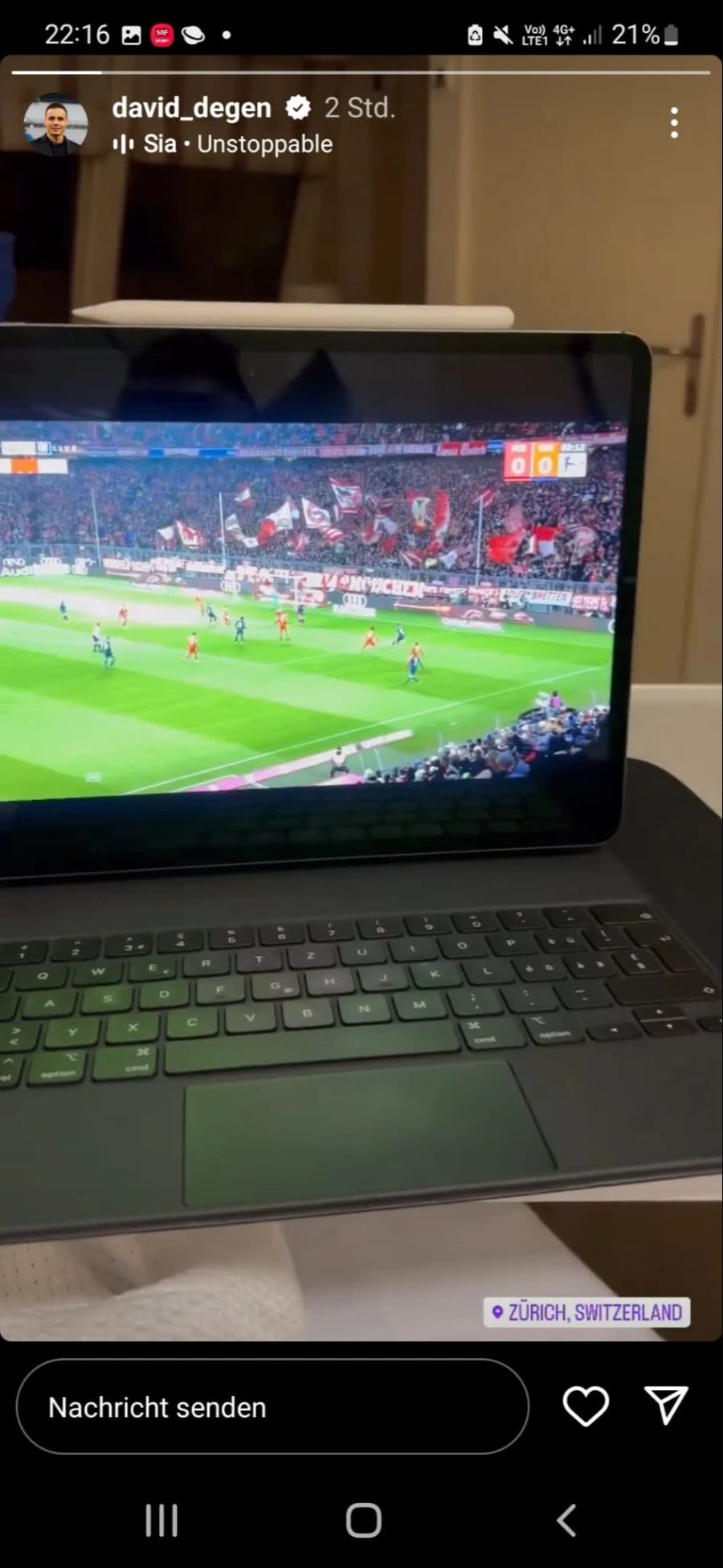 Den Bayern-Match muss er im Krankenbett schauen. Degen musste sich einem schon länger geplanten Eingriff am Fuss unterziehen.