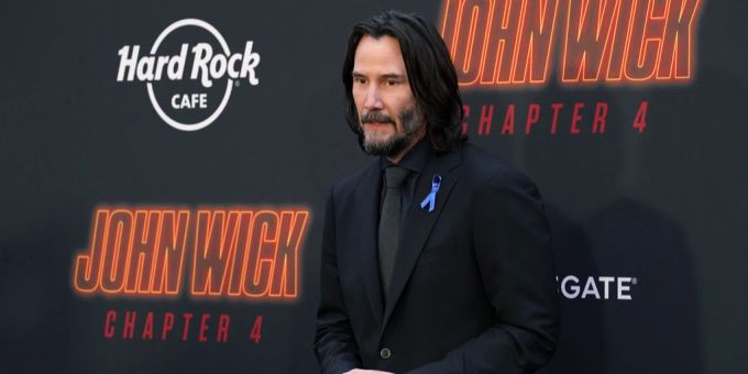 Keanu Reeves ist an der Filmpremiere von John Wick 4 zu sehen. John Wick 4