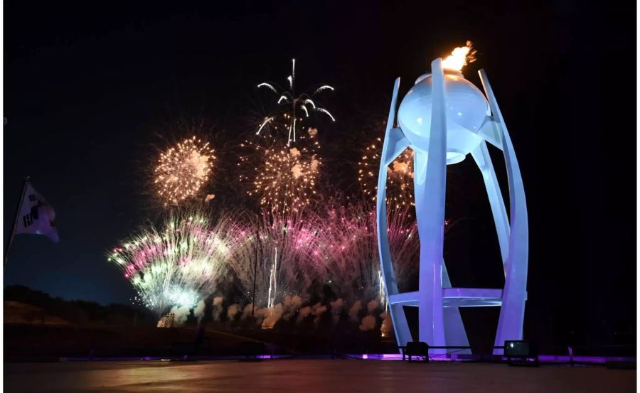 Grosses Feuerwerk in Pyeongchang.