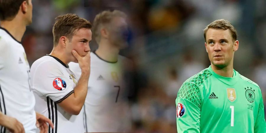 Mario Götze (l.) erhält kein WM-Aufgebot, während sich Torhüter Manuel Neuer über das Vertrauen von Trainer Löw freuen kann.