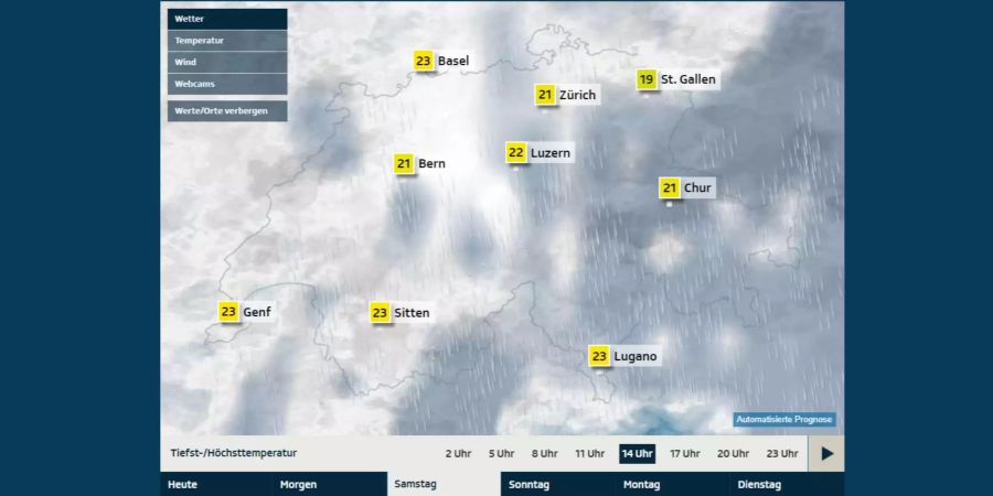 Am Samstag kühlen dann die Temperaturen ab und der Regen bleibt noch etwas länger.