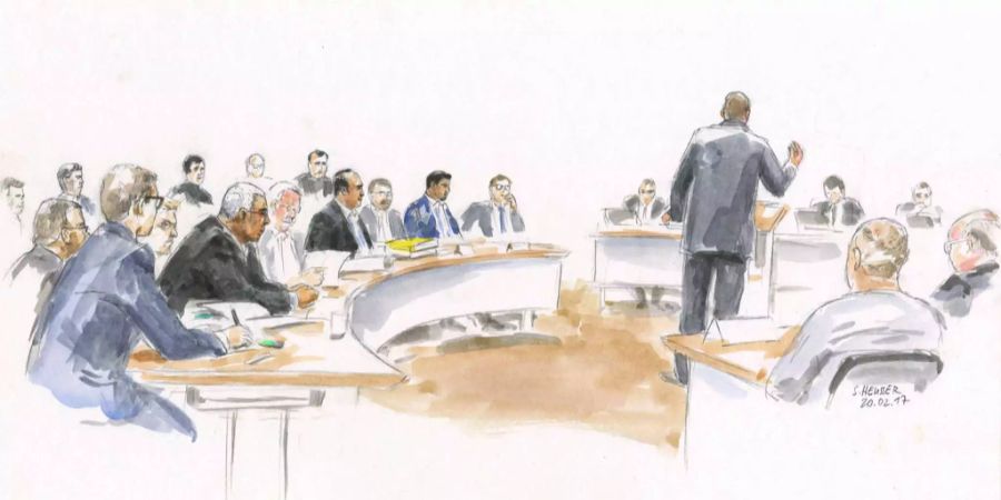 Gerichtszeichnung des Prozesses vom Februar 2017.