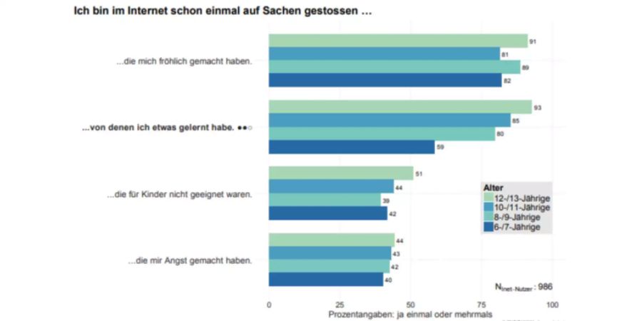 Erfahrungen mit Internetinhalten nach Altersgruppe.