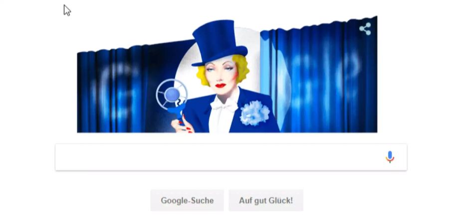 Das Google Doodle zu Ehren von Marlene Dietrich