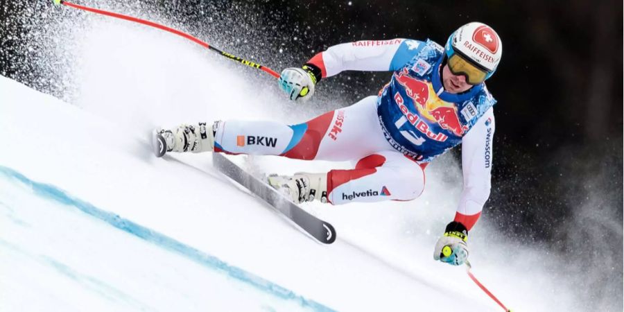 Beat Feuz beim ersten Abfahrtstraining in Kitzbühel.