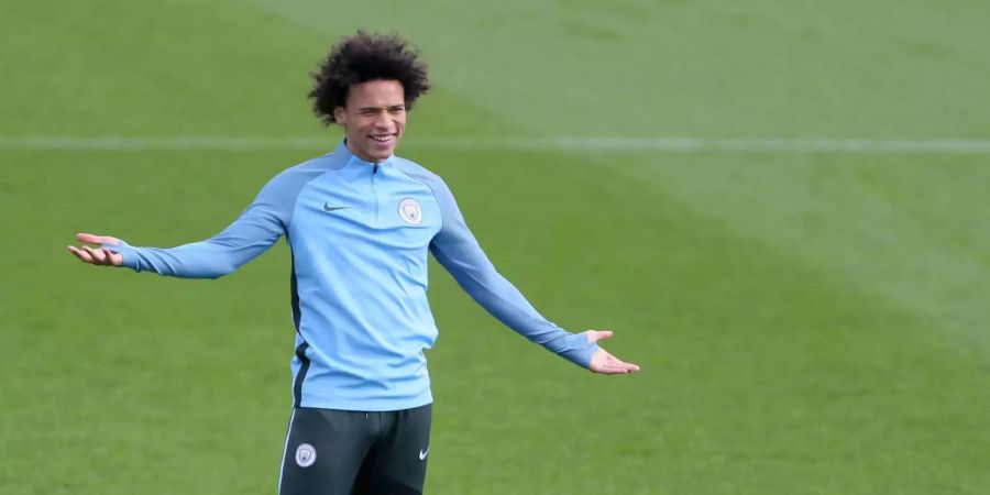 Leroy Sané beim Training mit seinem Club Manchester City.
