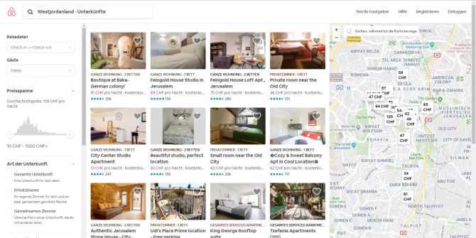 Airbnb-Angebot im Westjordanland.