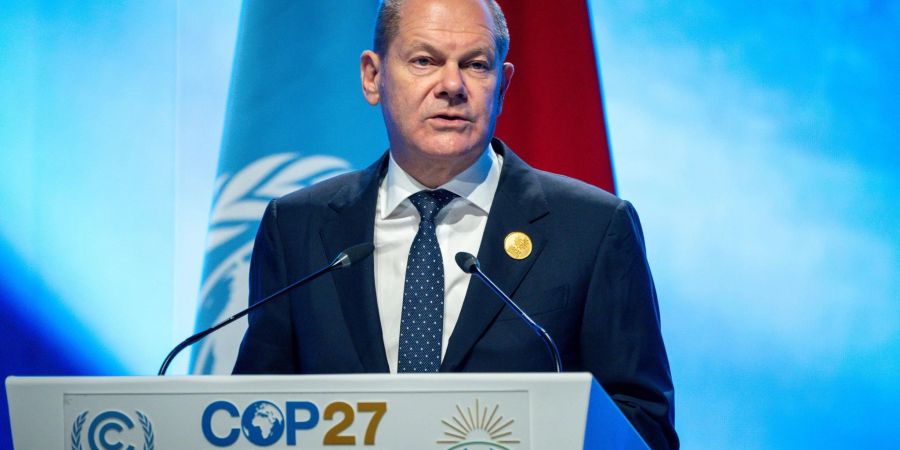 Bundeskanzler Olaf Scholz (SPD) spricht bei der Weltklimakonferenz COP27.