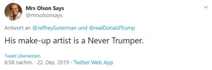 Einige glauben, Trumps Make-Up-Artist möge den US-Präsidenten gar nicht. trump tweet