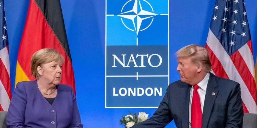 Merkel und Trump beim Nato-Gipfel in Watford bei London. Foto: Michael Kappeler/dpa